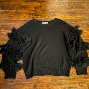Essue Black Fringe Sweater
